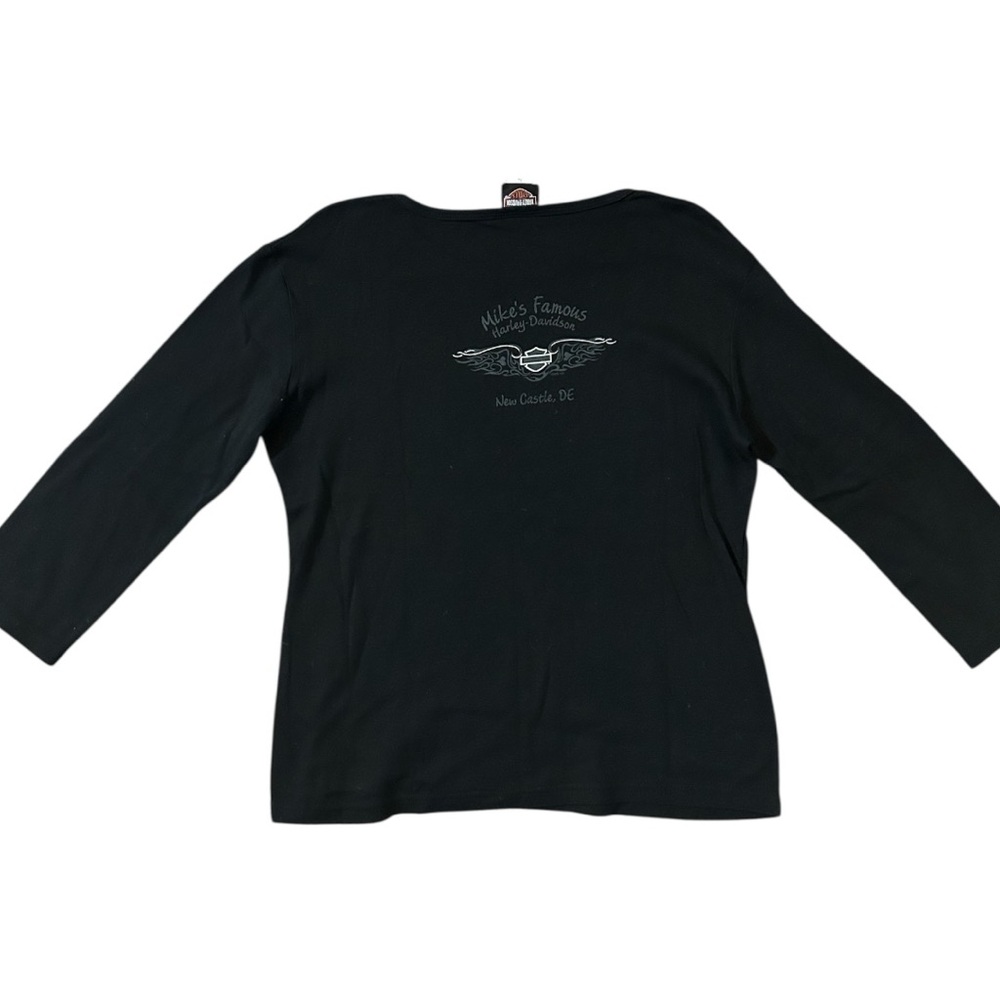 Harley-Davidson Black Long Sleeve Tee with Fiery Motorcycle Graphic - Picture 3 of 6